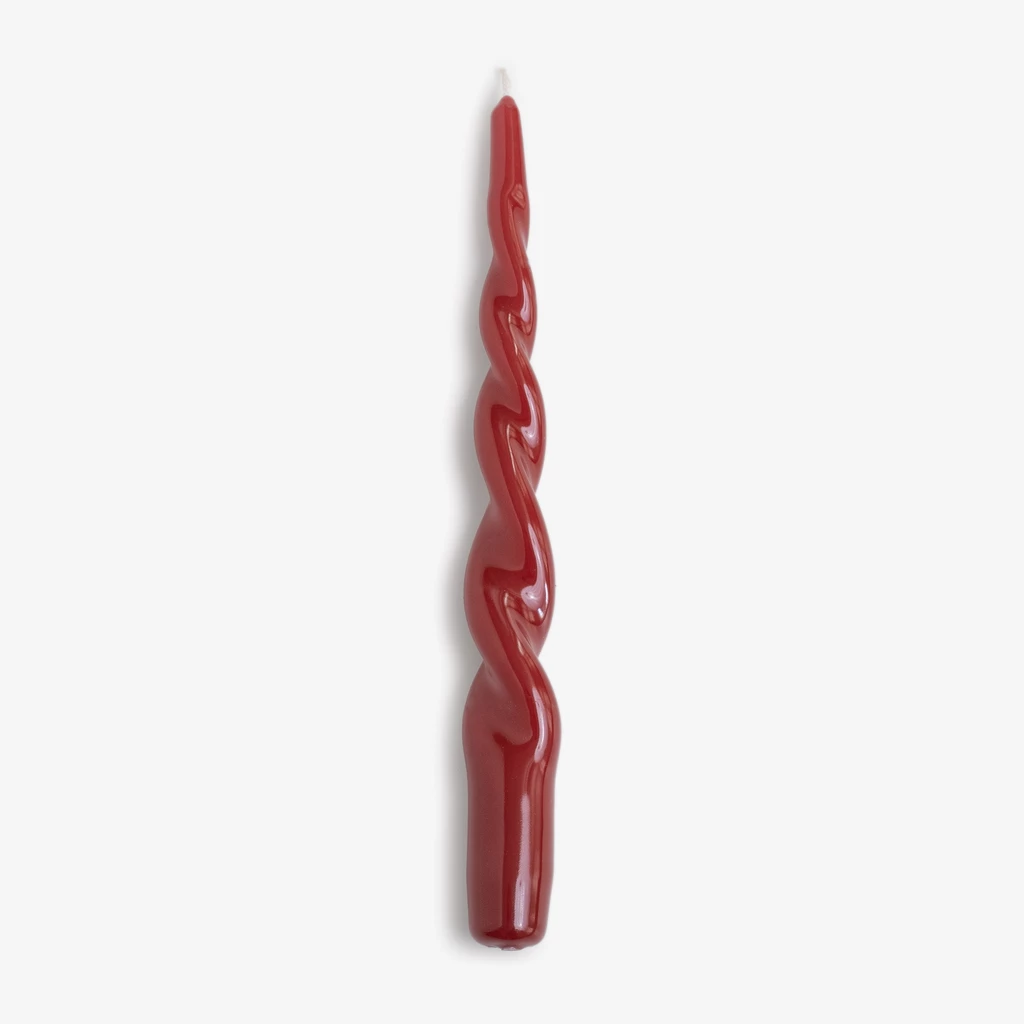 Lackkerzen Twist 24 cm Ø 2,2 cm Dunkelrot 4er-Set