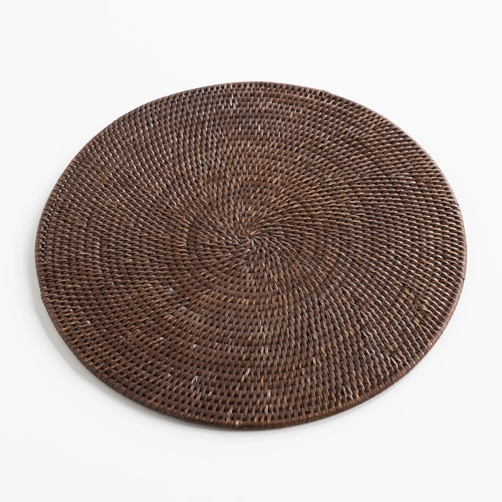 Tischset rund Rattan Dunkel