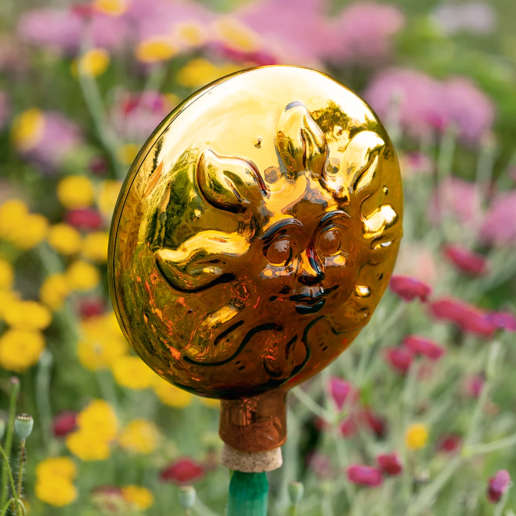 Lauschaer Rosenkugel Sonne/Mond gold