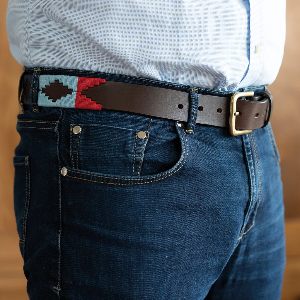 Polo-Gürtel 80 cm Hellblau/Weiß/Grün/Rot