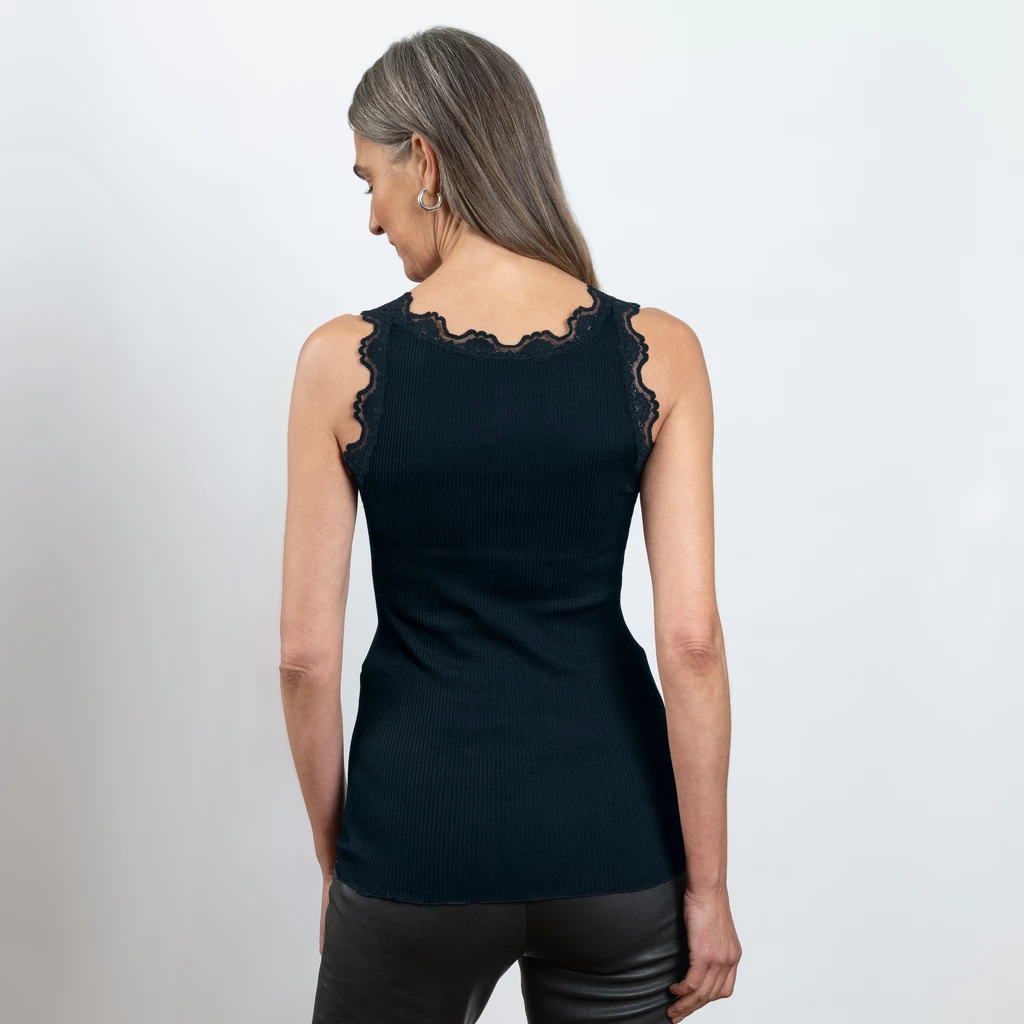 Rosemunde Seidentop mit Spitze Babette Navy S