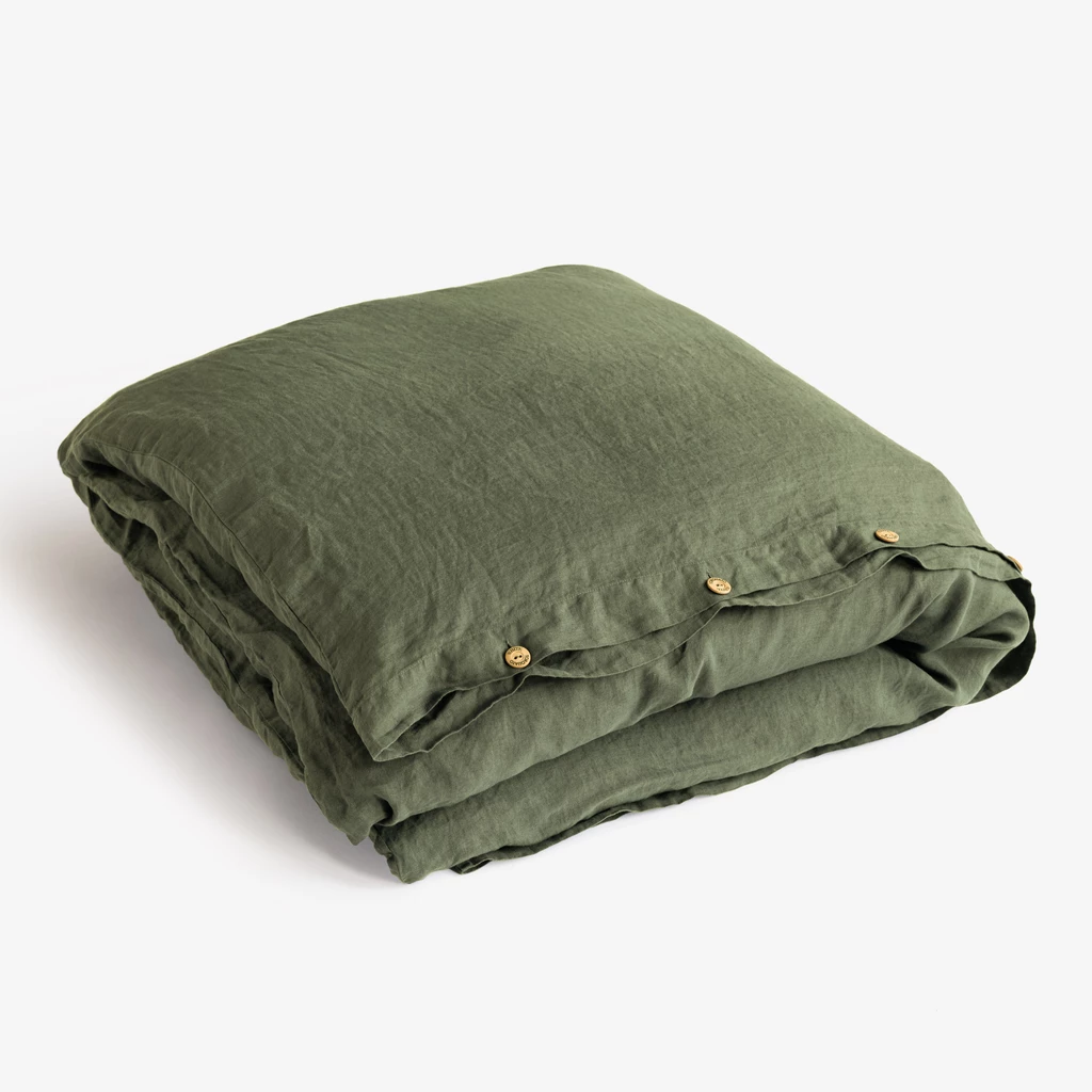 Leinenbettwäsche Stonewashed Louredo Grün 40 x 40 cm