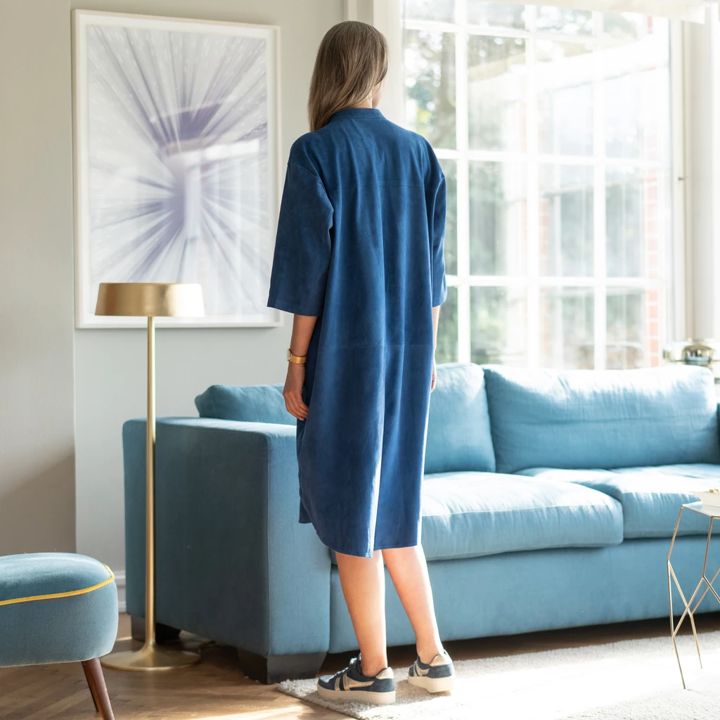 Depeche Wildlederkleid Blau Gr. 38