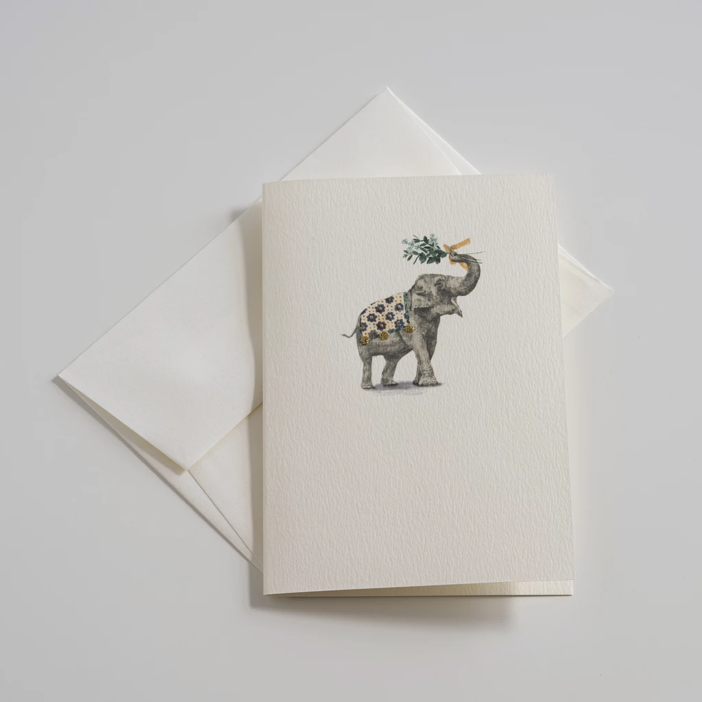 Bestickte Glückwunschkarten Elefant