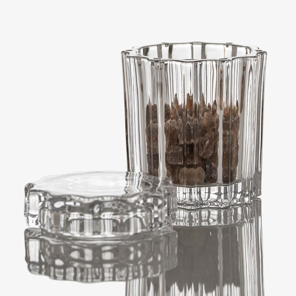 Glasbehälter mit Deckel Cannelé