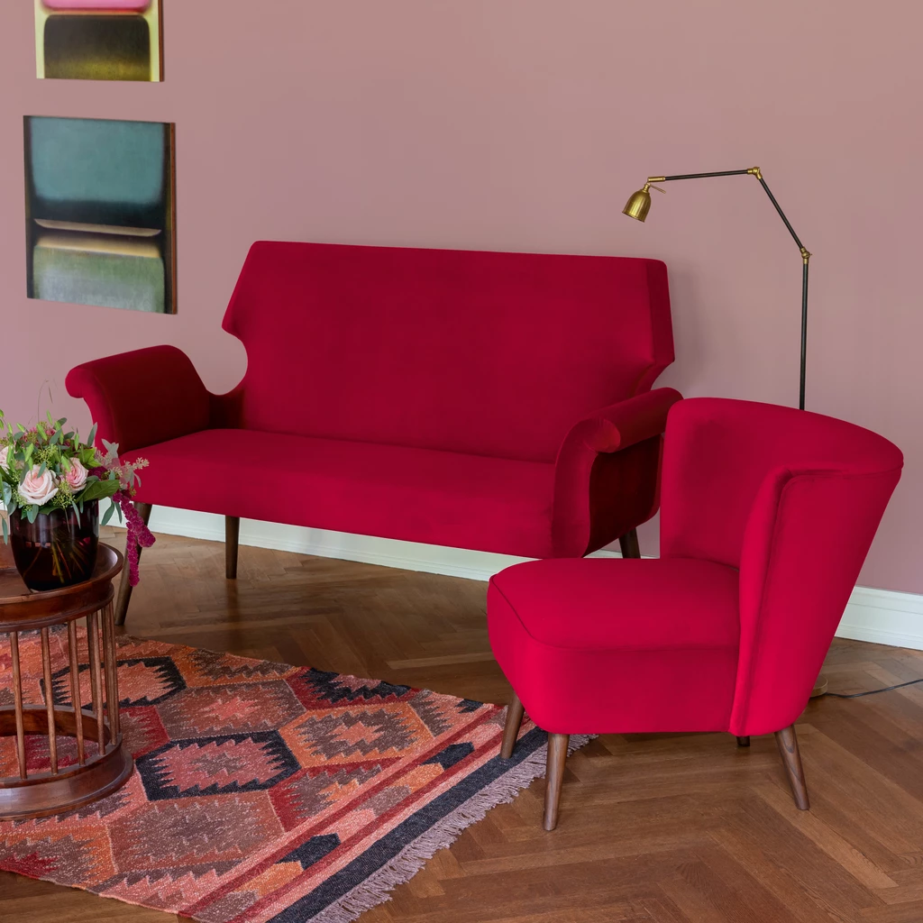Midcentury Sessel Kopenhagen Ruby Velvet