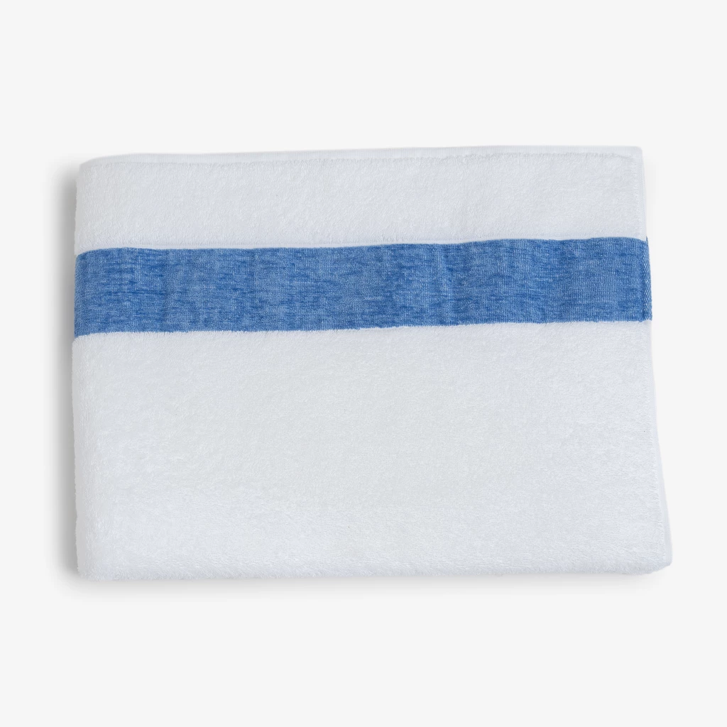Badetuch mit Chenille-Bordüre Blau