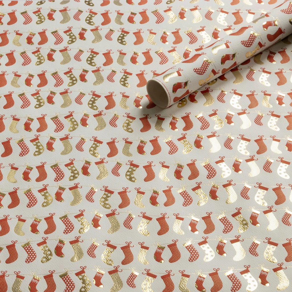 Florentiner Papier Nikolausstiefel Rot Gold 50 x 70 cm