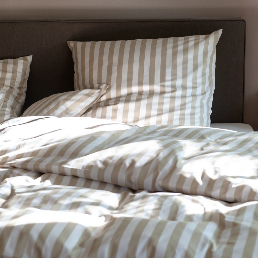 Bettbezug Liselund Blockstreifen Beige 135 x 200 cm