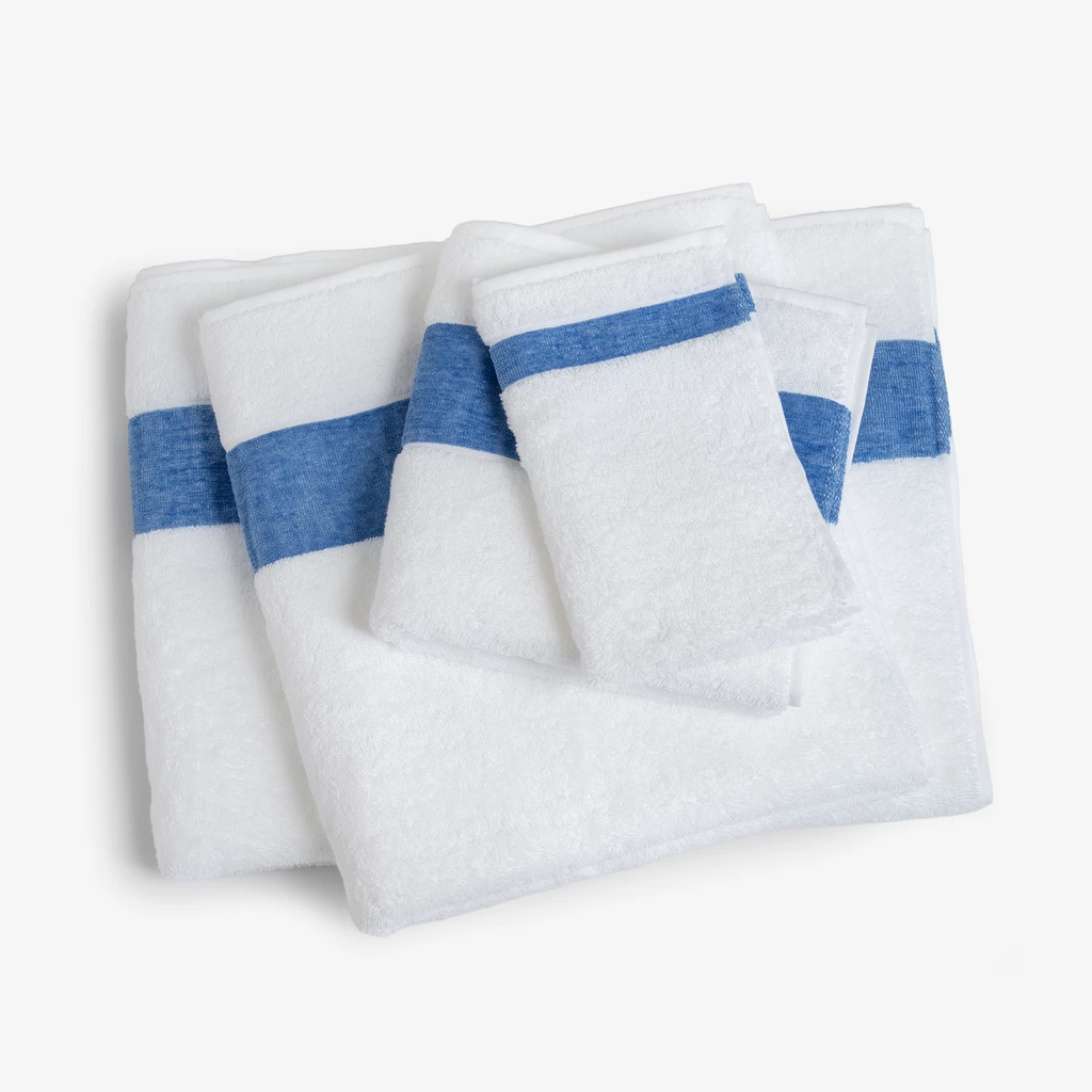 Duschtuch mit Chenille-Bordüre Blau