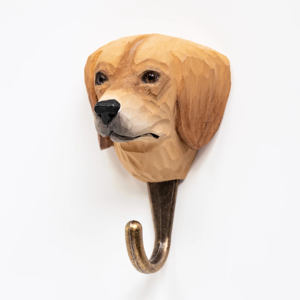 Handgeschnitzter Kleiderhaken Golden Retriever