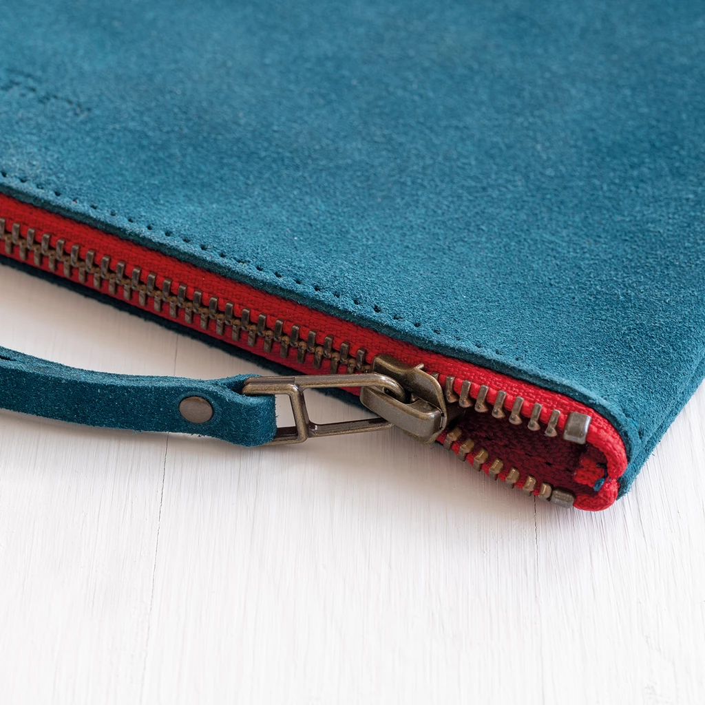 Leder-Pouch Groß Blau