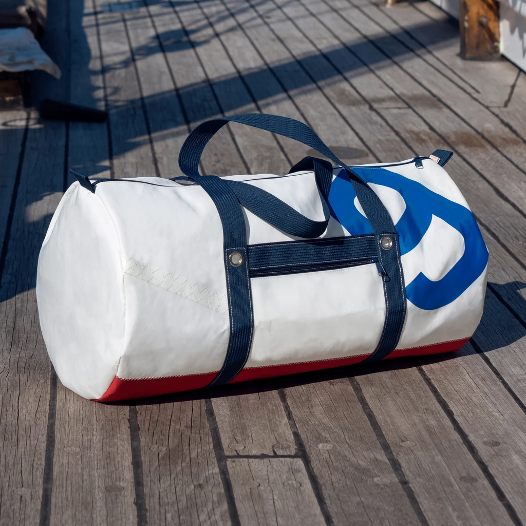 Tasche aus Segeltuch groß mit  blauer Nummer