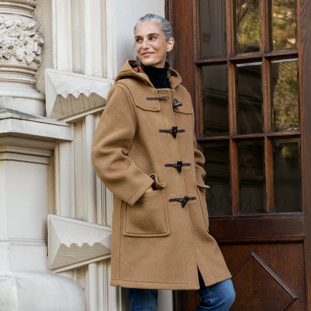Gloverall Dufflecoat Damen Camel / Buchanan Tartan M