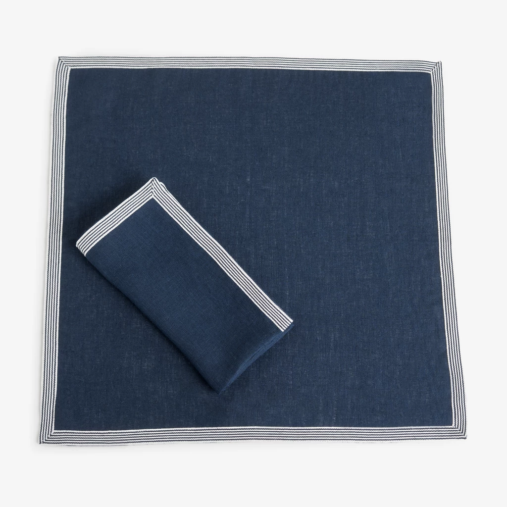 Leinenserviette Bayonne Blau/Weiß 50 x 50 cm