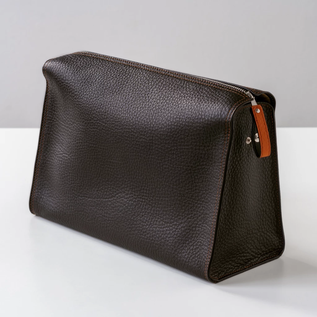 Hammann Kulturtasche Hirschleder Blau/Rot