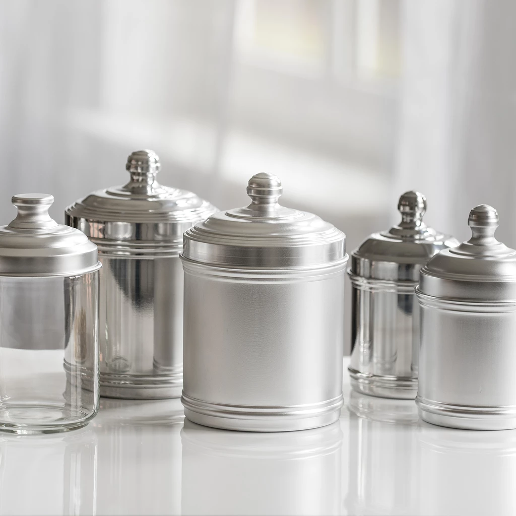 Italo Ottinetti Vorratsgefäße Aluminium glänzend klein