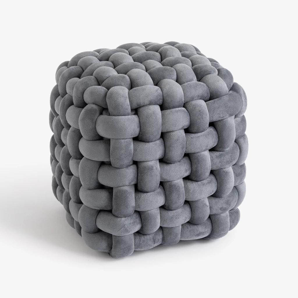 Samtpouf Knot Grau