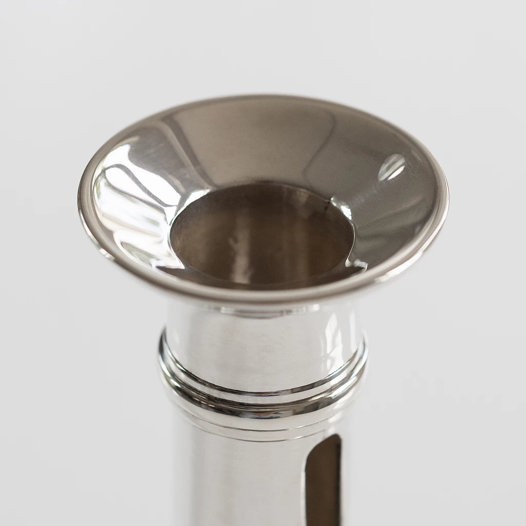 Schiebeleuchter 1830 aus Messing mit Silberauflage