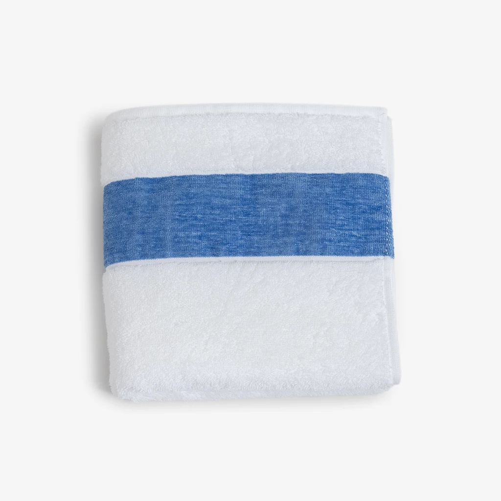 Handtuch mit Chenille-Bordüre Blau