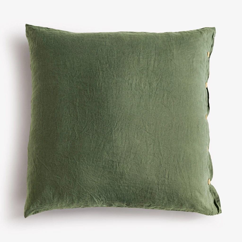 Leinenbettwäsche Stonewashed Louredo Grün 80 x 80 cm