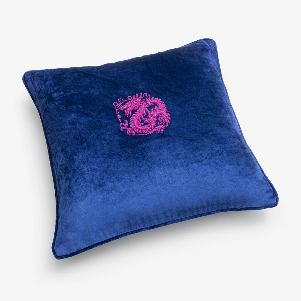 Samtkissen Drache Pink