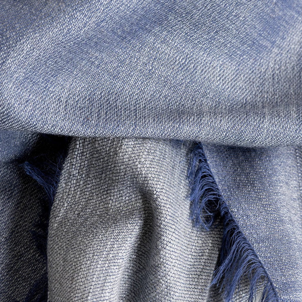 Nsija Plaid Leinen und Baumwolle handgewebt Blau