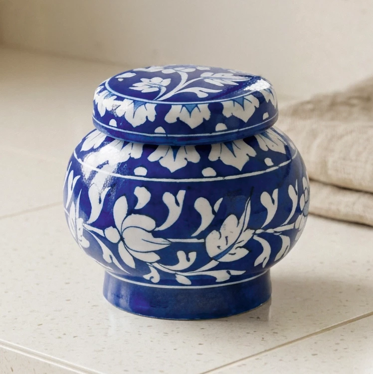 Deckelgefäß Blue Pottery