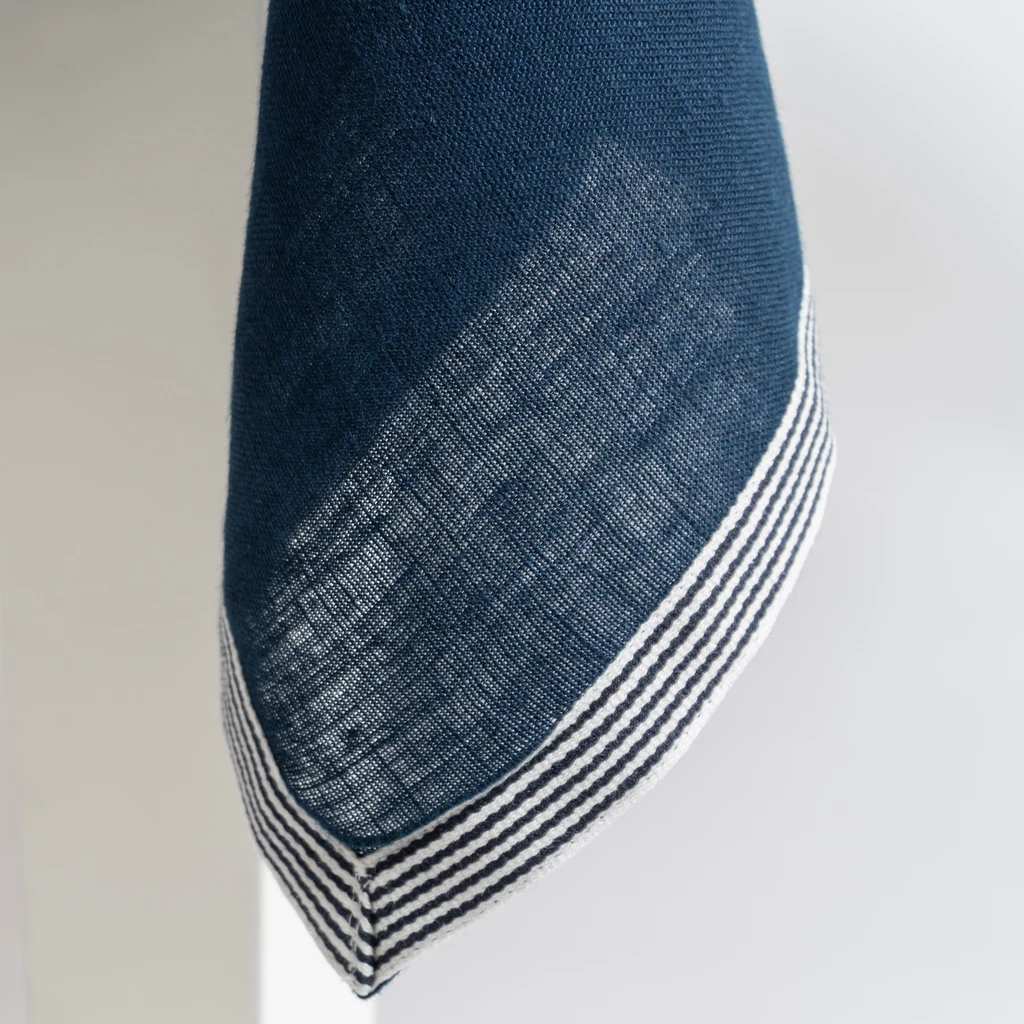 Leinentischdecke Bayonne Blau/Weiß 140 x 250 cm