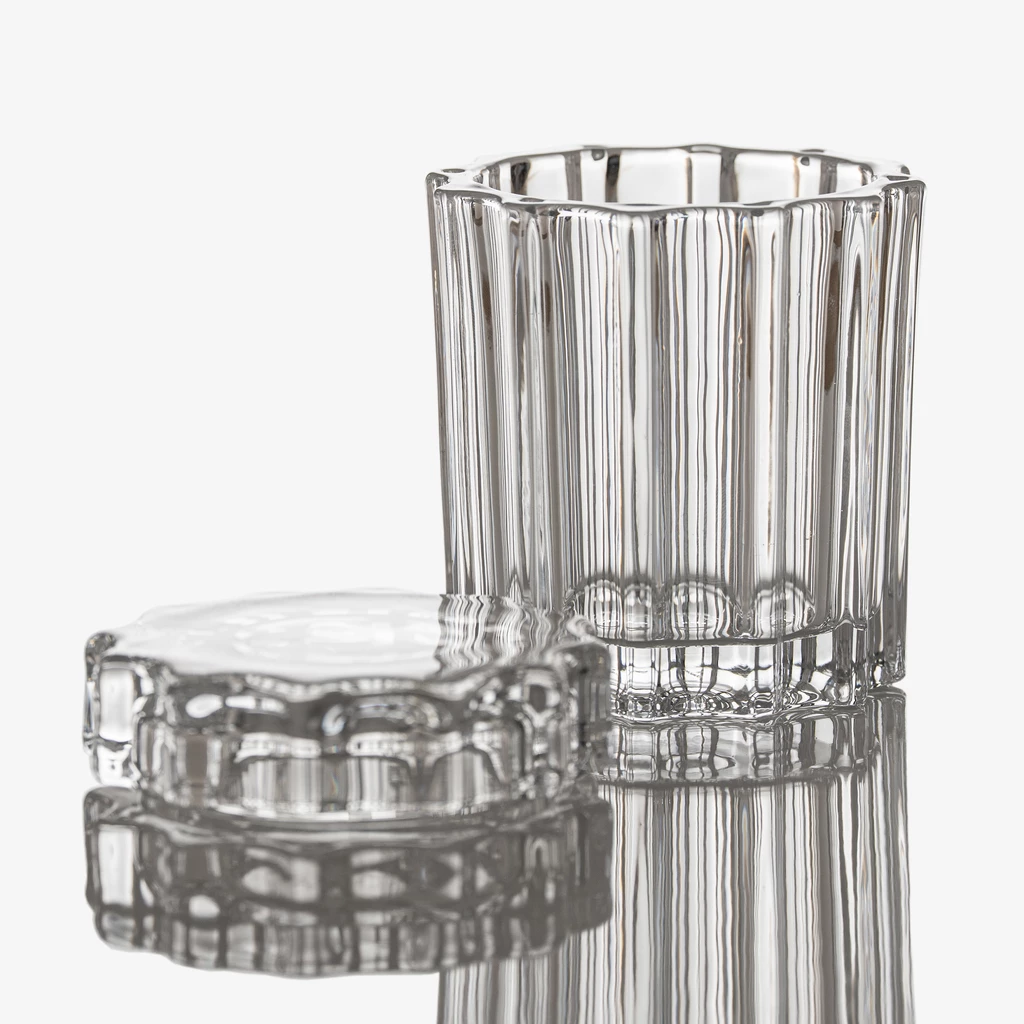 Glasbehälter mit Deckel Cannelé