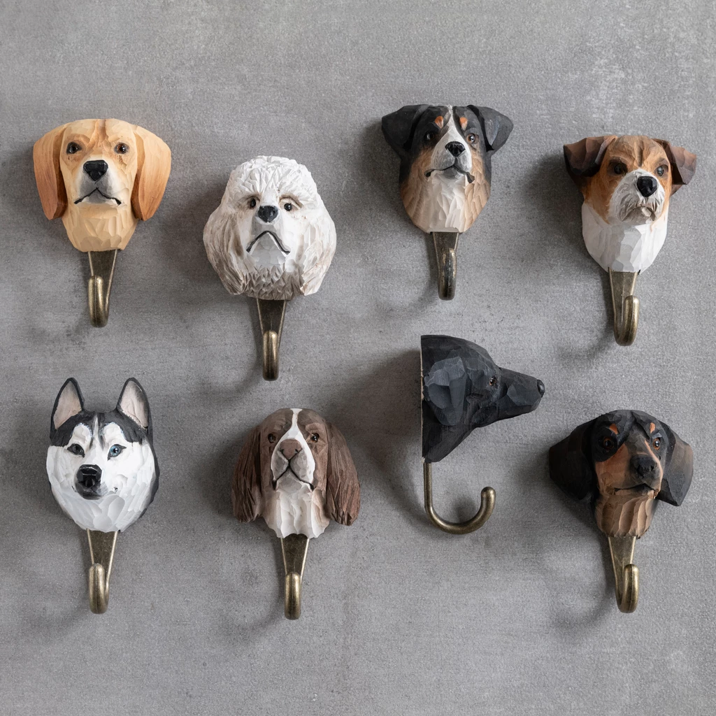 Handgeschnitzter Kleiderhaken Hunde
