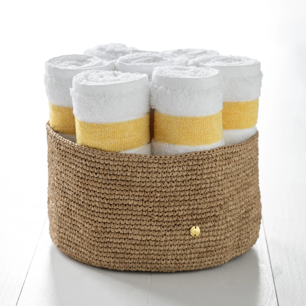 Badetuch mit Chenille-Bordüre Gelb