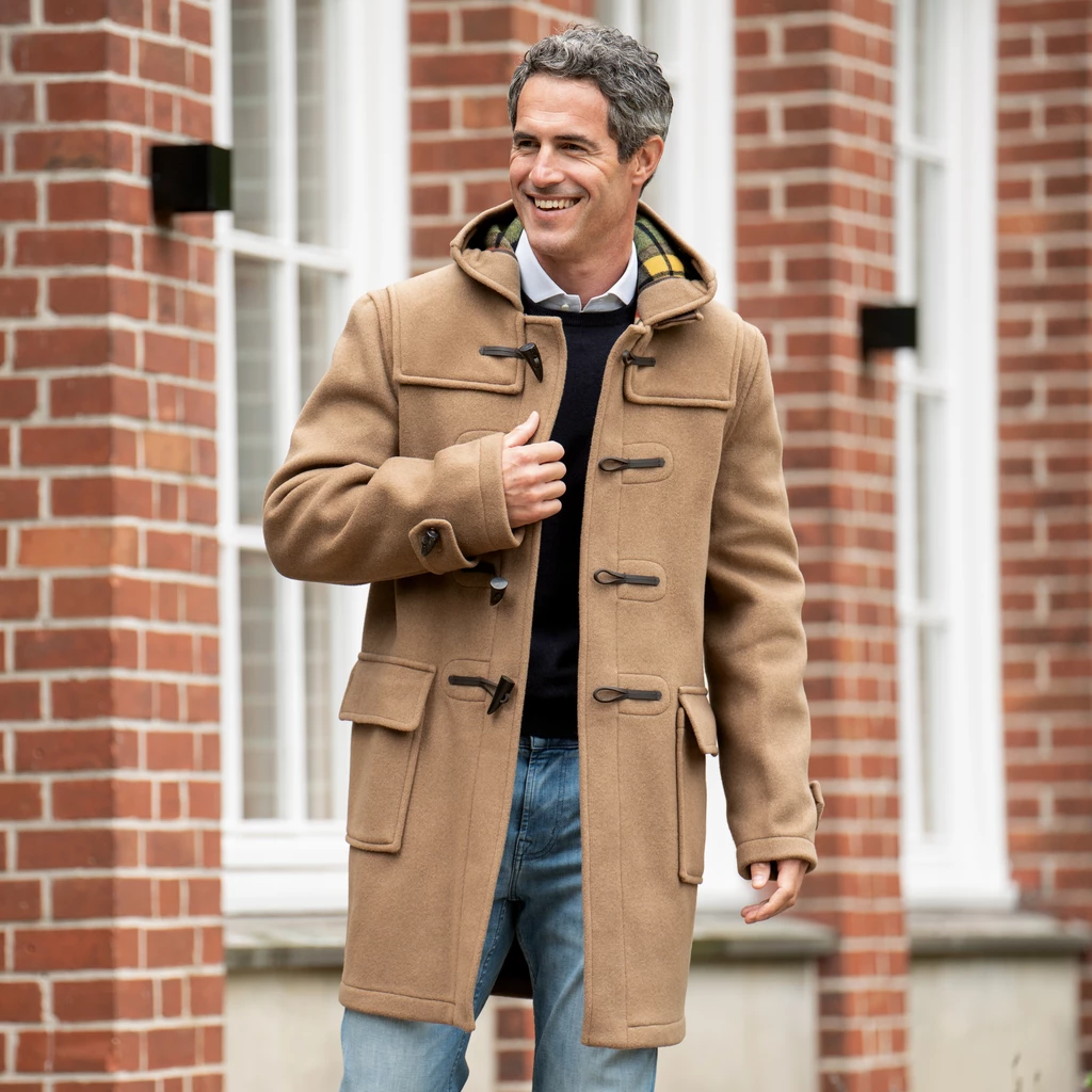 Gloverall Dufflecoat Herren Camel / Buchanan Tartan S