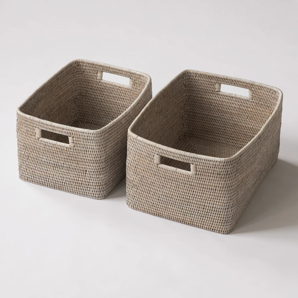 Rattan Schrankkörbe 2er-Set