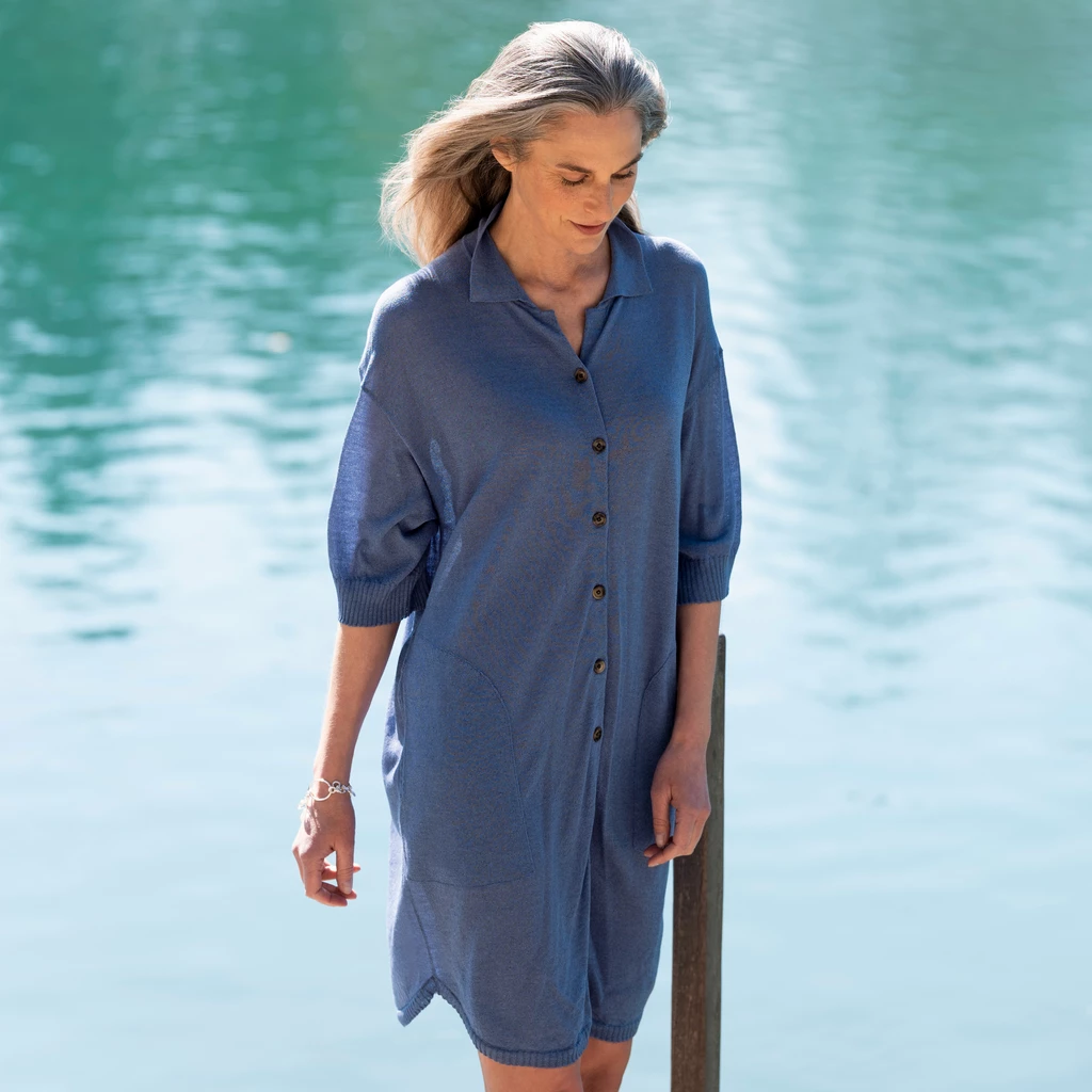 Sunday in Bed X Torquato Kleid Genevieve Dusty Blue