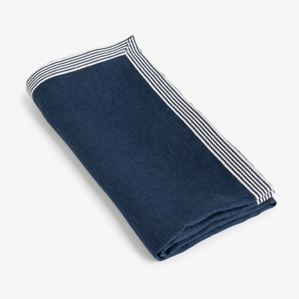 Leinenserviette Bayonne Blau/Weiß 50 x 50 cm