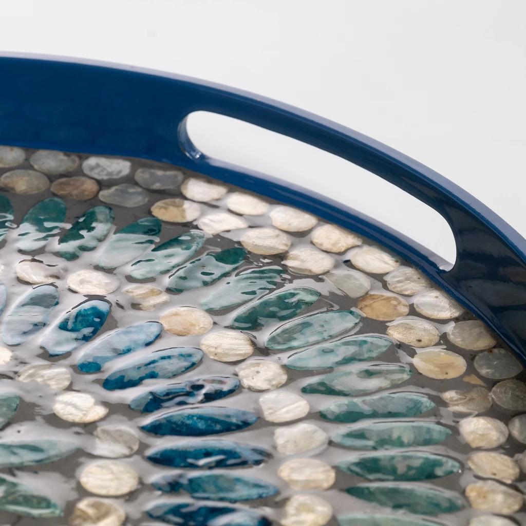 Tablett Capiz Mosaik Azure