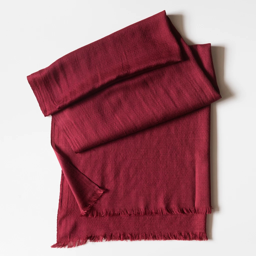Kashmir Loom Wollschal Bordeaux
