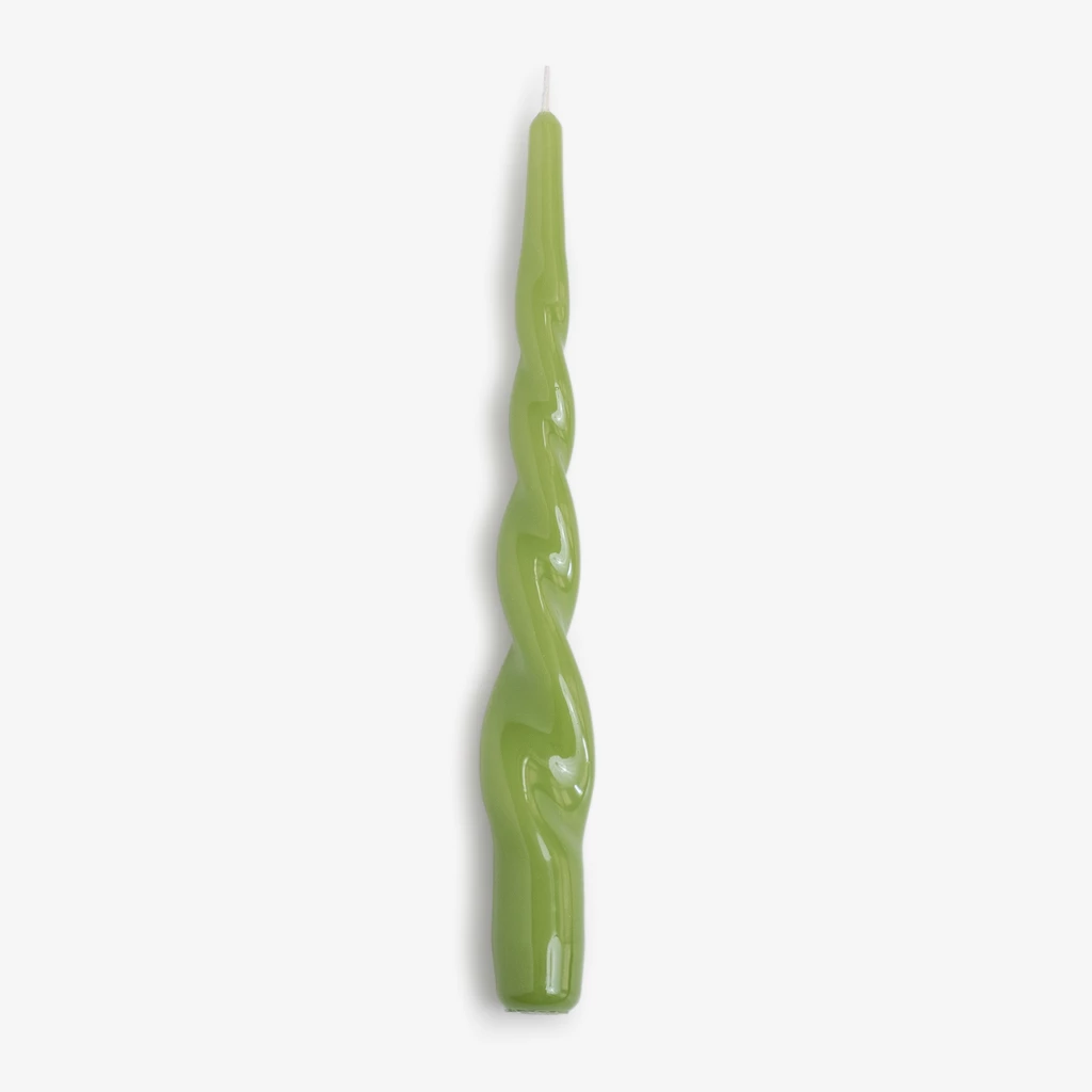 Lackkerzen Twist 24 cm Ø 2,2 cm Apfelgrün 4er-Set