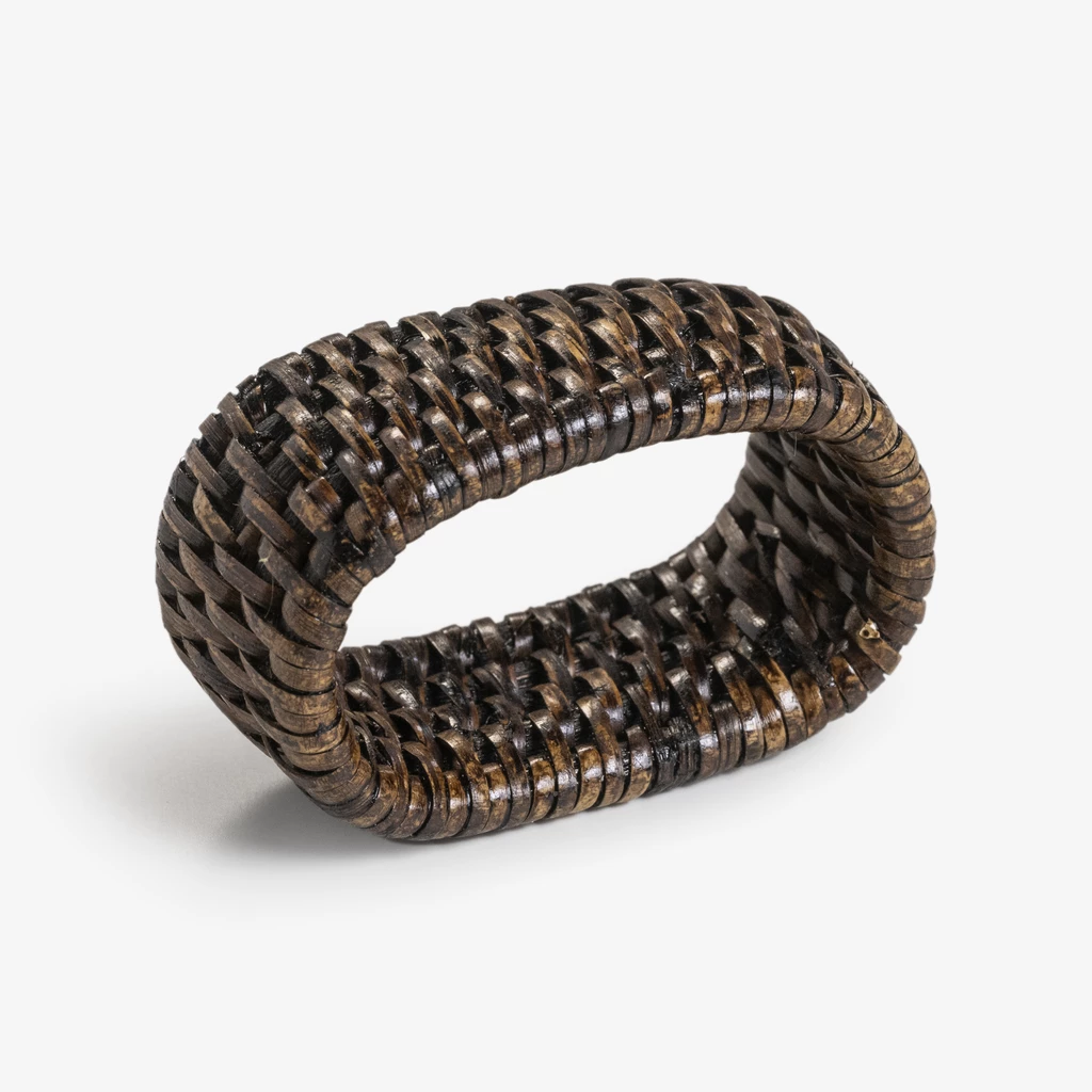 Serviettenringe Rattan Dunkel 4er-Set
