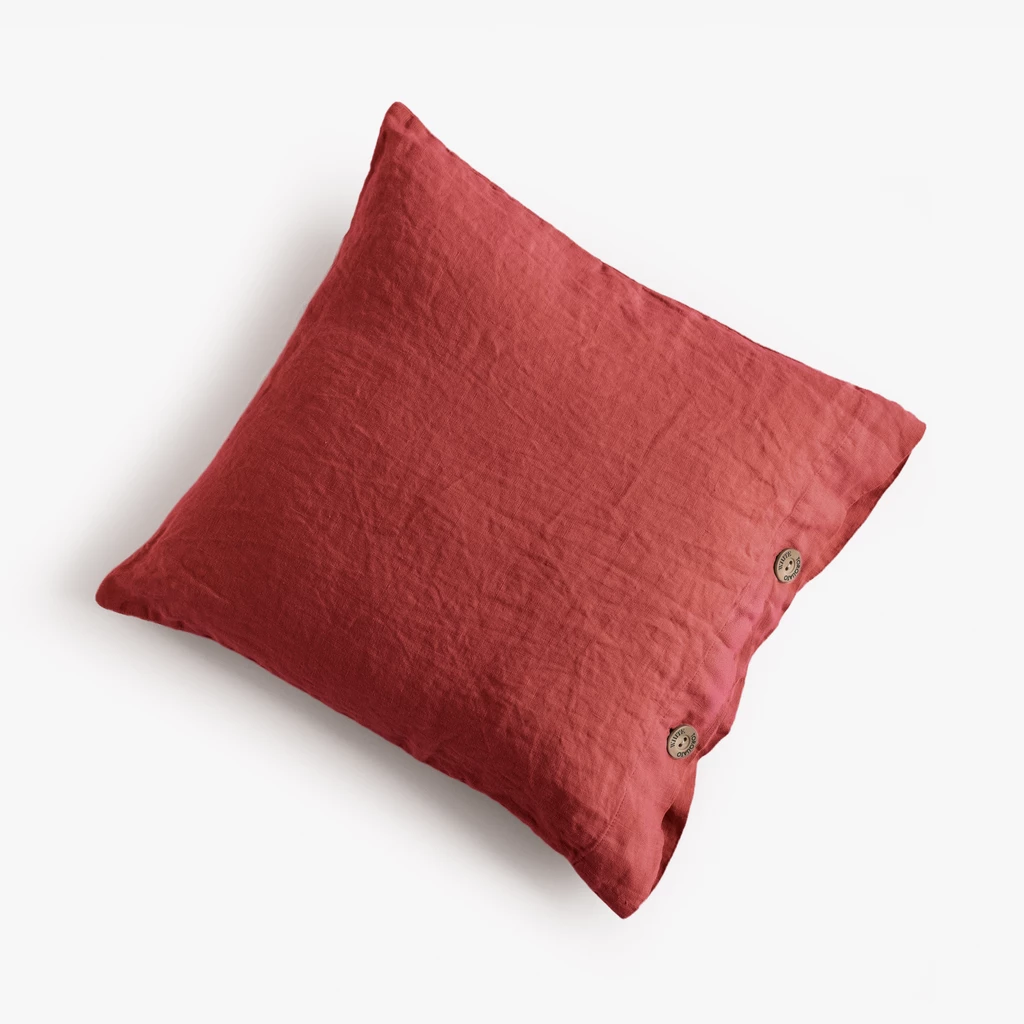 Leinenbettwäsche Stonewashed Louredo Rot 40 x 40 cm