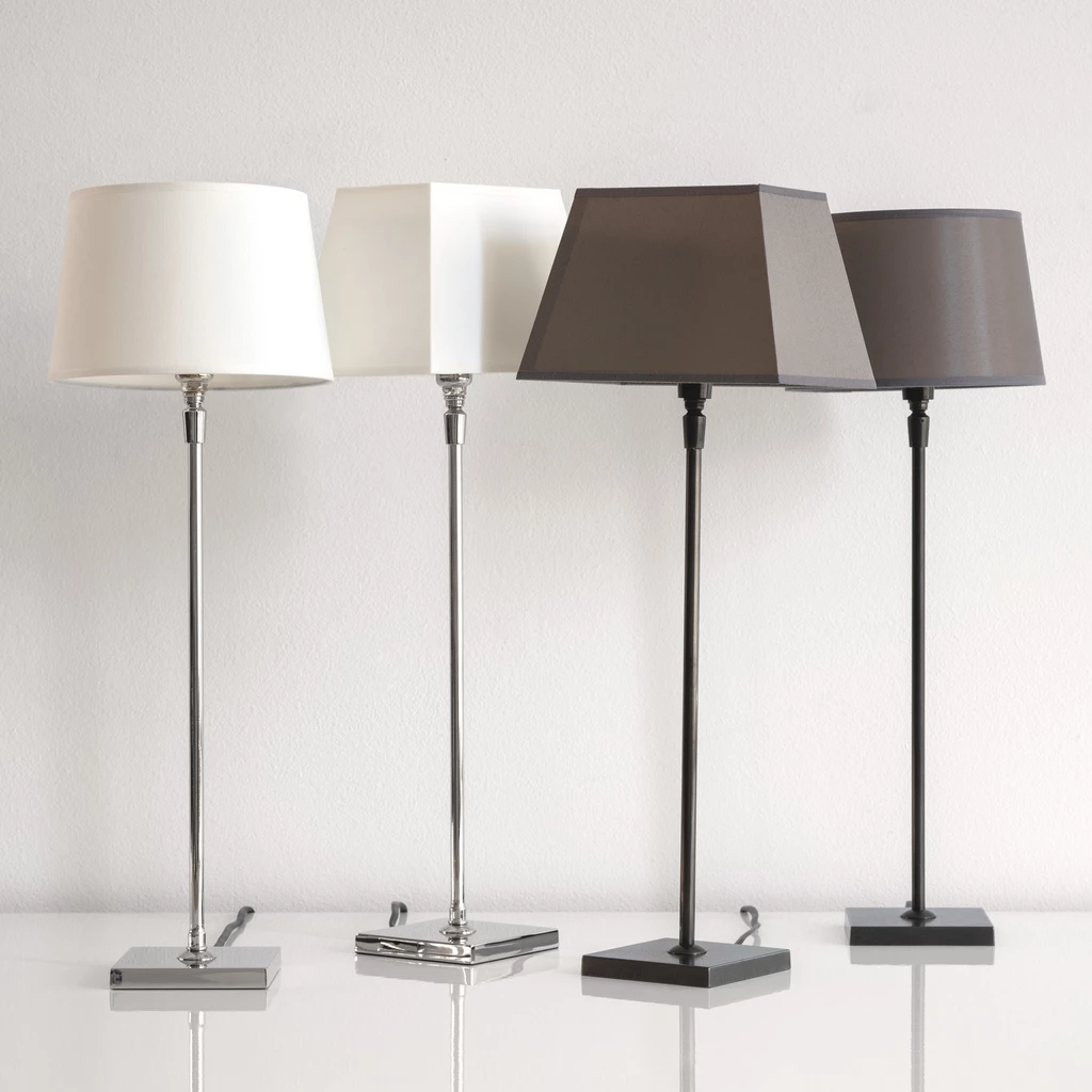 Casadisagne Tischlampe Nickel Bisac Weiß