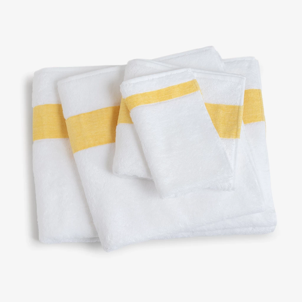 Badetuch mit Chenille-Bordüre Gelb