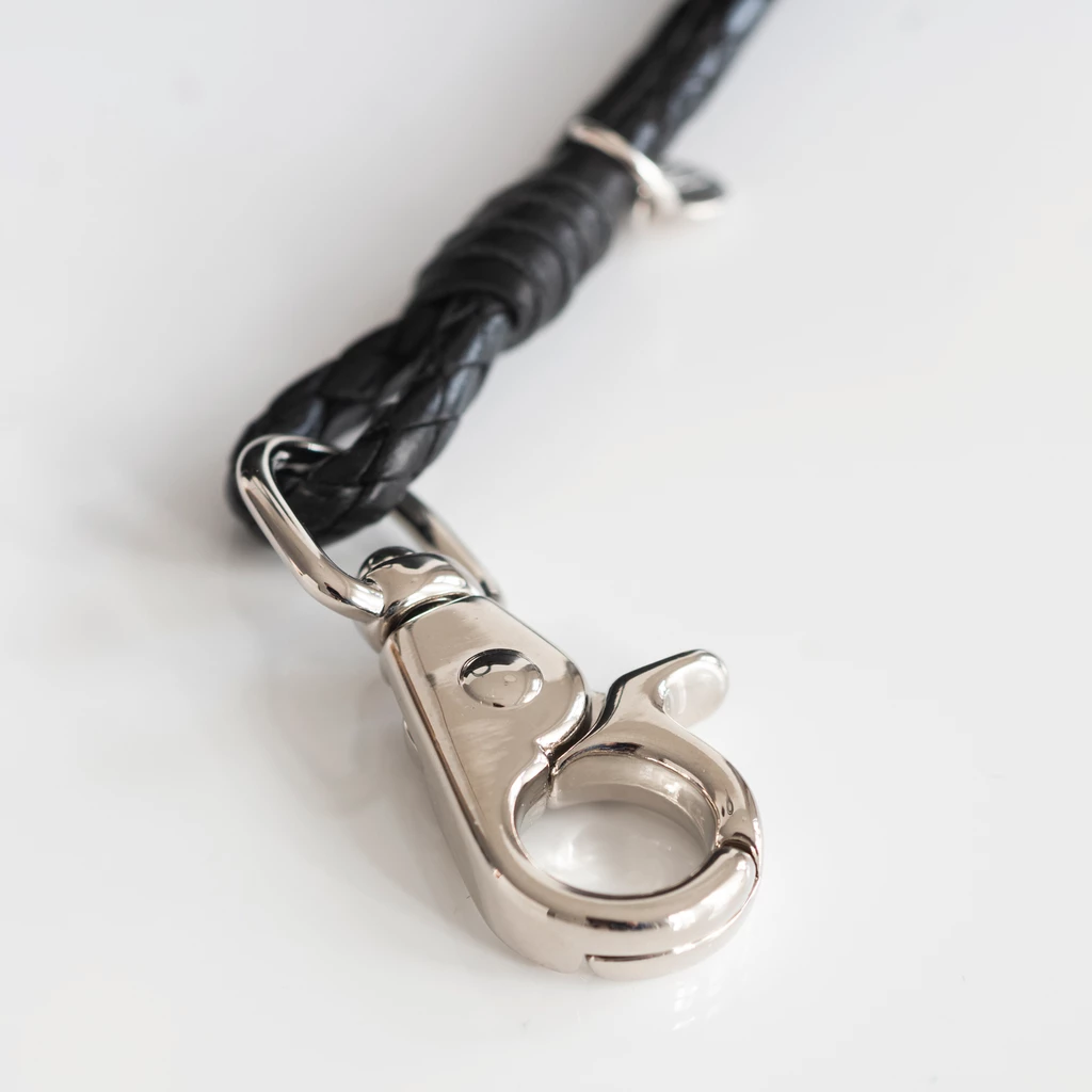 Schlüsselband aus Leder Schwarz