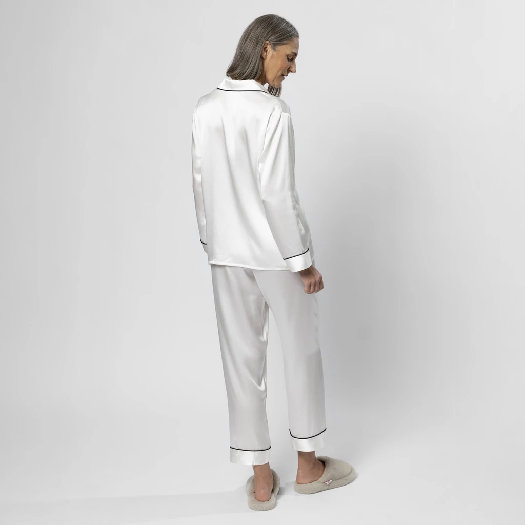 Seidenpyjama Cremeweiß Gr. S