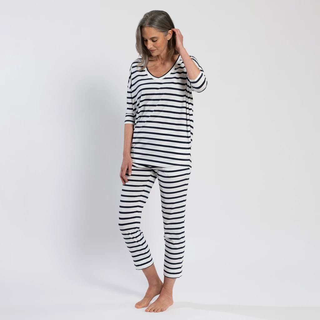 Sunday in Bed X Torquato Pyjamashirt Hazel Weiß/Midnight S