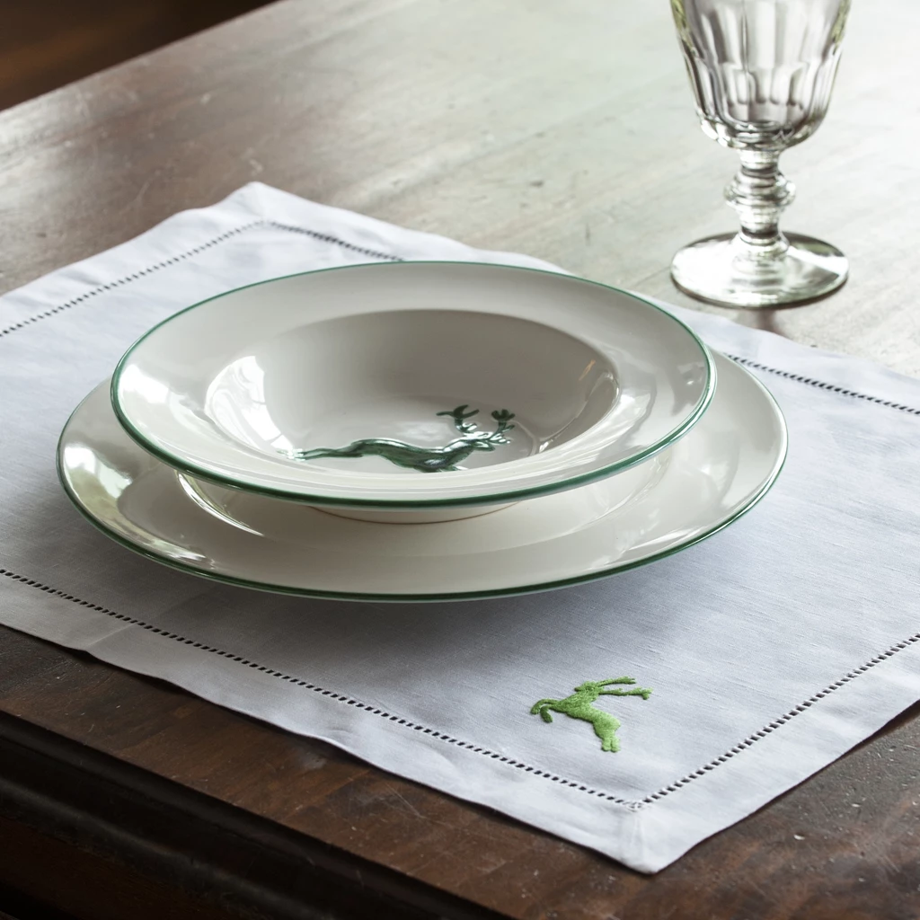 Tischset Grüner Hirsch Leinen 54 x 40 cm