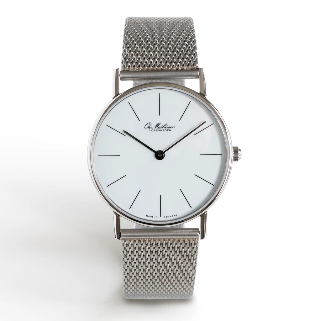 Ole Mathiesen Armbanduhr 1962 Classic 33 silber/grün