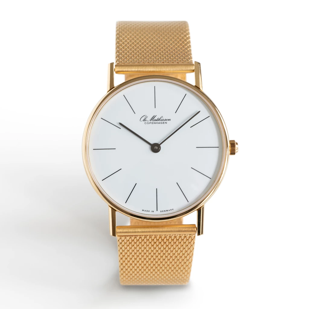 Ole Mathiesen Armbanduhr 1962 Classic 33 gold/weiß