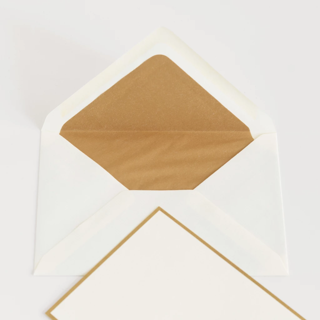 25 A6 Karten & Umschläge Crown Mill Creme/Gold